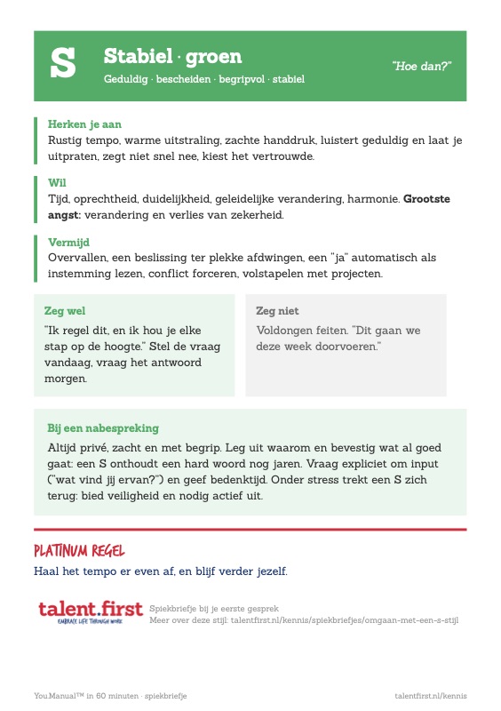 Spiekbriefje S · groen